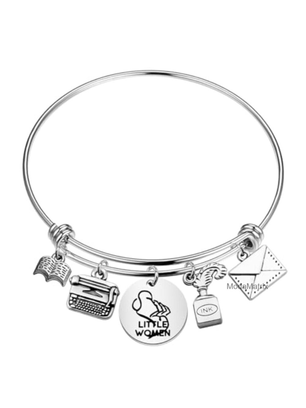 Stainless Steel Bangle Bracelet Book Lover Gift Literary Jewelry Quote Accessory
